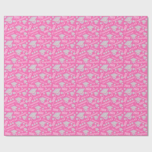 Abschluss Pink Opal Chic Polka Dot Graduate Geschenkpapier (Flach)
