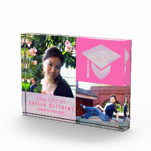 Abschluss Pink Opal Chic Trendy Keepake Fotoblock