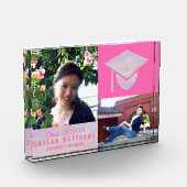Abschluss Pink Opal Chic Trendy Keepake Fotoblock (Links)