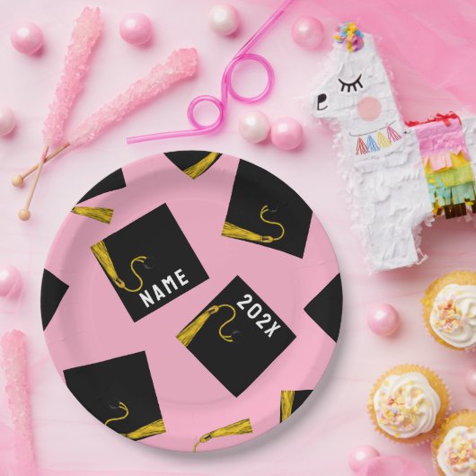 Abschluss Pink Party Paper Teller (Party)