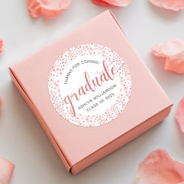 Abschluss Pink Rose Gold Glitzer Confetti Script Runder Aufkleber