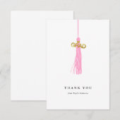 Abschluss Pink Tassel Custom Dankeskarte (Vorne/Hinten)