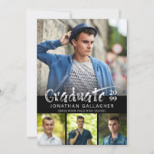 Abschluss Pinsel Druckfotoleime Schwarz Einladung (Vorderseite)