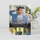 Abschluss Pinsel Druckfotoleime Schwarz Einladung (Stehend Vorderseite)