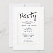 Abschluss Pinsel Druckfotoleime Schwarz Einladung (Rückseite)