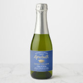 Abschluss Pinselblau Gold und Weiße Mini-Split Schaumweinetikett (Vorderseite)