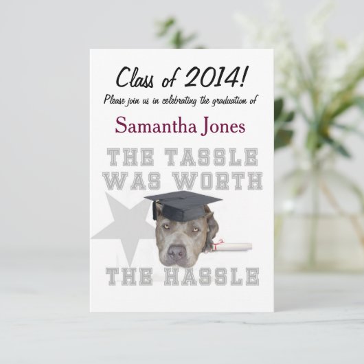 Abschluss-Pitbulle Einladung (Stehend Vorderseite)