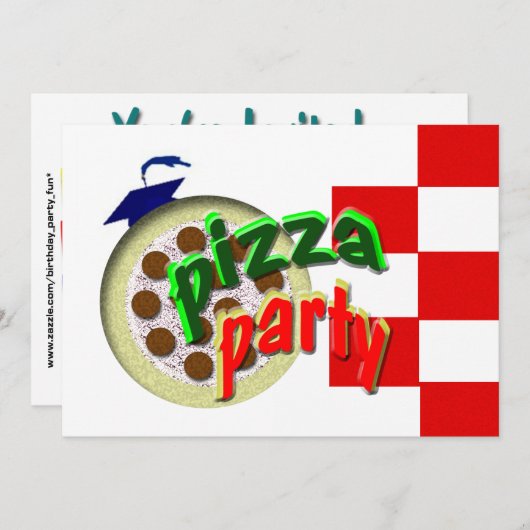 Abschluss-Pizza-Party!!!! Einladung (Vorne/Hinten)