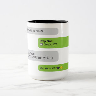 Abschluss Plan Chat T - Shirt Zweifarbige Tasse