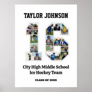 Abschluss-Player Nummer 16 FotoCollage Poster