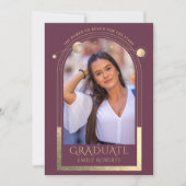 Abschluss Plum Gold Sun Moon Stars Grad Foto Einladung (Vorderseite)