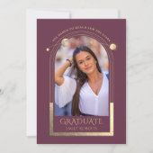 Abschluss Plum Gold Sun Moon Stars Grad Foto Einladung (Vorderseite)