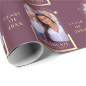 Abschluss Plum Gold Sun Moon Stars Grad Foto Geschenkpapier (Rolleneckpunkt)