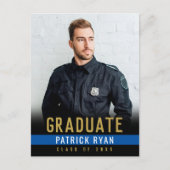 Abschluss Police Thin Blue Line Foto Einladung Postkarte (Vorderseite)