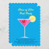 Abschluss Pool Party Einladung in Blau (Vorne/Hinten)