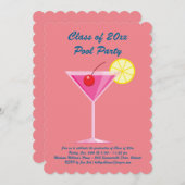 Abschluss Pool Party Einladung in Korallen (Vorne/Hinten)