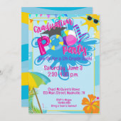 Abschluss Pool Party, Kindergarten, High School Einladung (Vorne/Hinten)