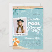 Abschluss Pool Party Moderner Sommer Elegantes Fot Einladung (Vorderseite)