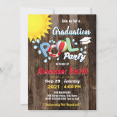 Abschluss Pool Party Rustikale Einladung (Vorderseite)