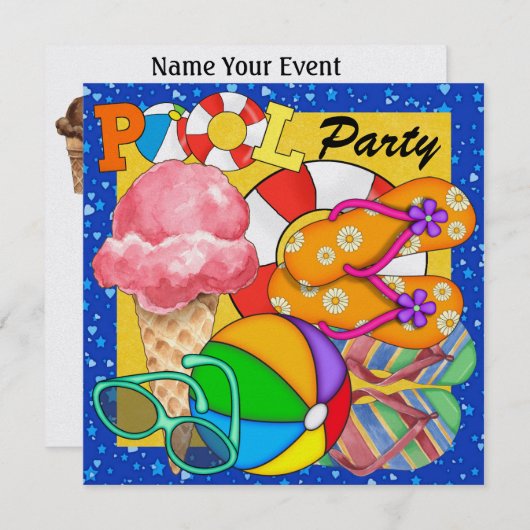 Abschluss Pool Party - SRF Einladung (Vorne/Hinten)