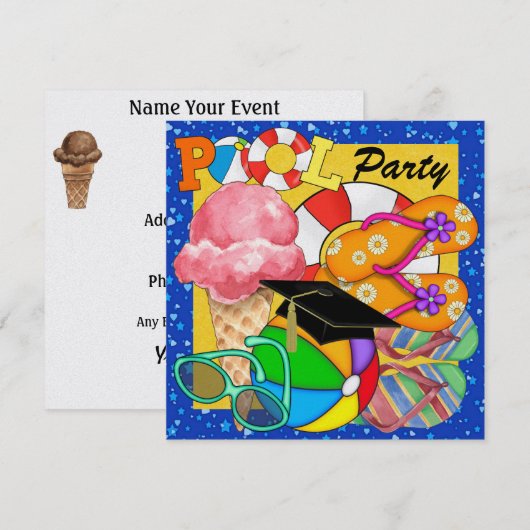 Abschluss Pool Party - SRF Einladung (Vorne/Hinten)