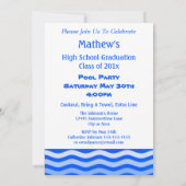 Abschluss Pool Party Summer Blue Flip Flops Einladung (Rückseite)