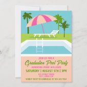 Abschluss Pool Party Tropisches Schwimmbad Einladung (Vorderseite)