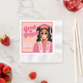 Abschluss & Poppin Schwarzes Mädchen Pink Bubblegu Serviette (Beispiel)