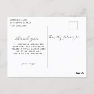 Abschluss Postcard Dankeschön-Script Postkarte