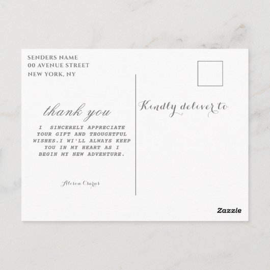 Abschluss Postcard Dankeschön-Script Postkarte (Rückseite)