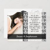 Abschluss Postkarte, Schwarzweiß und Weiß Ankündigungspostkarte (Vorne/Hinten)