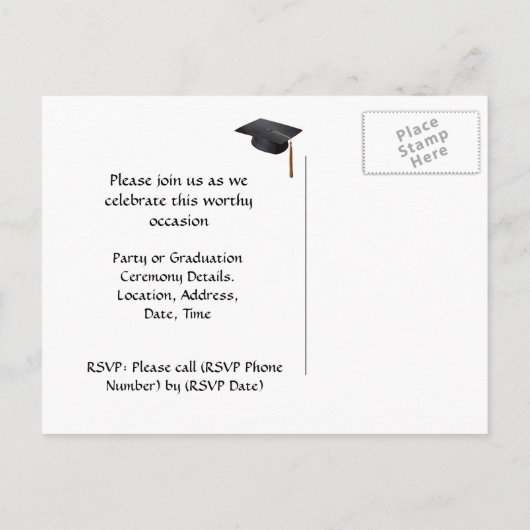 Abschluss Postkarte, Schwarzweiß und Weiß Ankündigungspostkarte (Rückseite)