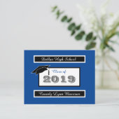 Abschluss Postkarten Blau und Weiß (Stehend Vorderseite)