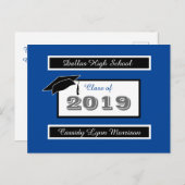 Abschluss Postkarten Blau und Weiß (Vorne/Hinten)