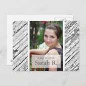 Abschluss Postkarteneinladung - Holztextur Ankündigungspostkarte (Vorne/Hinten)