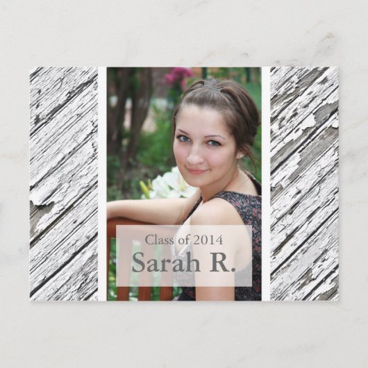 Abschluss Postkarteneinladung - Holztextur Ankündigungspostkarte (Vorderseite)