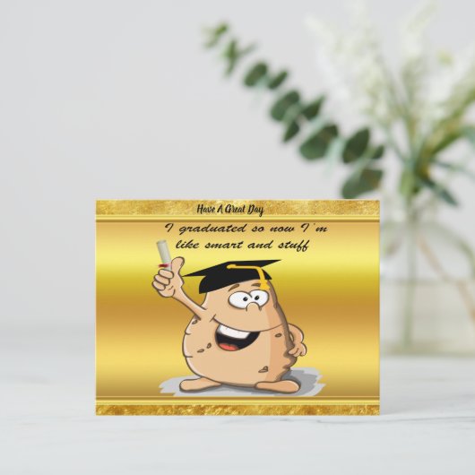 Abschluss Potato-Zeichen mit Grad Ankündigungspostkarte (Stehend Vorderseite)