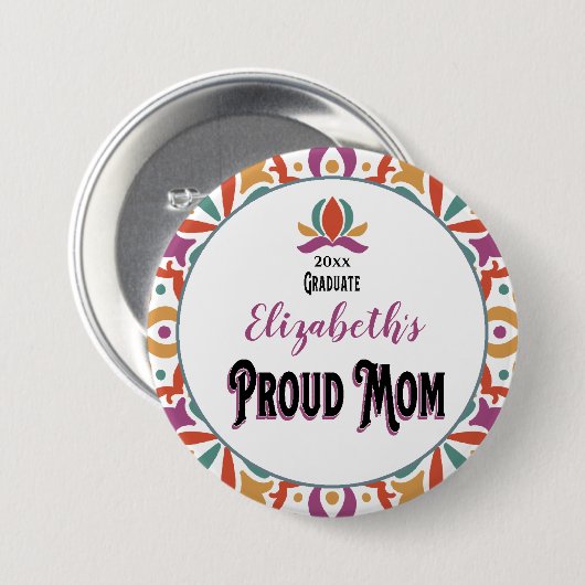 Abschluss Proud Mama Para Monogramm Grad Button (Vorne & Hinten)