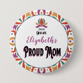 Abschluss Proud Mama Para Monogramm Grad Button (Vorderseite)