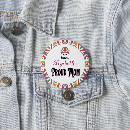 Abschluss Proud Mama Para Monogramm Grad Button (Beispiel)