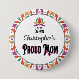 Abschluss Proud Mama Para Son Monogram Grad Button