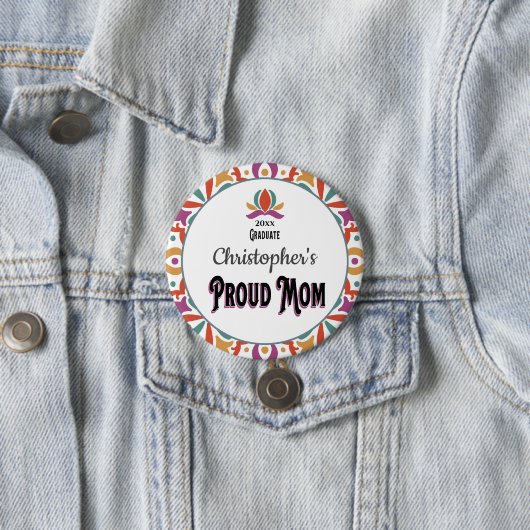 Abschluss Proud Mama Para Son Monogram Grad Button (Beispiel)