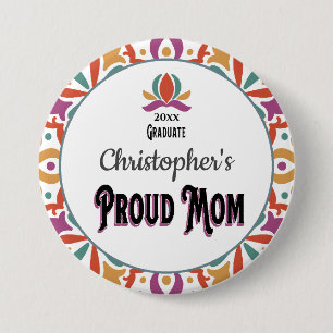 Abschluss Proud Mama Para Son Monogram Grad Button