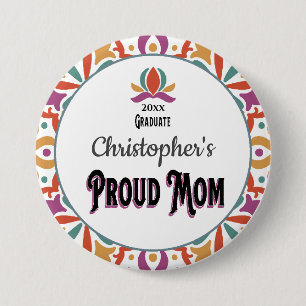 Abschluss Proud Mama Parent Son Monogram Grad Button