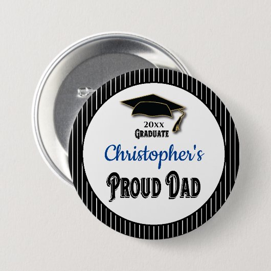 Abschluss Proud Vater Para Monogramm Grad Button (Vorne & Hinten)