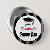 Abschluss Proud Vater Parteichentochter Monogramm Button (Vorne & Hinten)