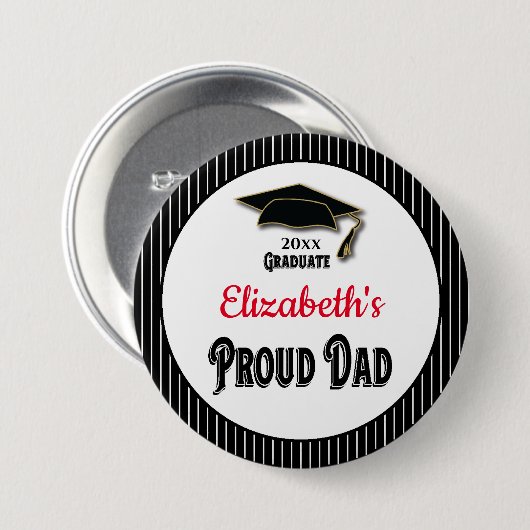 Abschluss Proud Vater Parteichentochter Monogramm Button (Vorne & Hinten)
