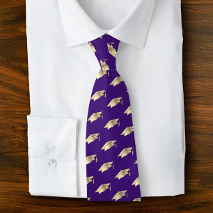 Abschluss Purple Gold Folie Kappe Symbol Muster Fe Krawatte