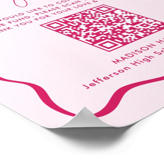 Abschluss QR Code Sign - Modern Pink Uni Poster (Ecke)