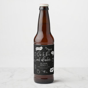 Abschluss Quirky Doodle Nächstes Abenteuer Schwarz Bierflaschenetikett
